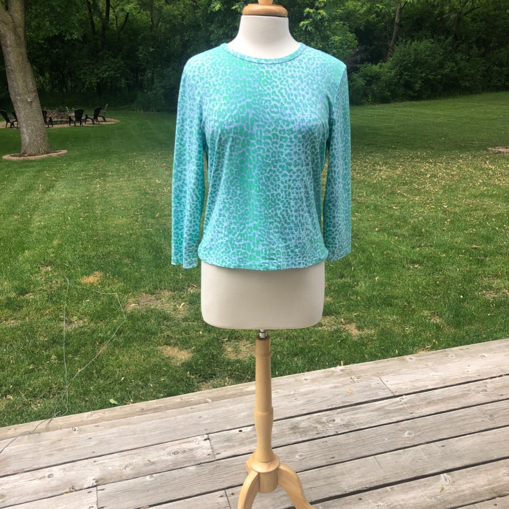 J Mclaughlin Knit Leopard Print Top Size L - image 1